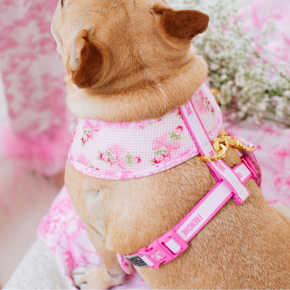 Frenchie Brand Toile Pink Floral Duo Reversible Breathable Harness S - Picture 3 of 6